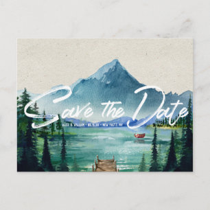 Rustikale Hochzeit am See   Save the Date Postkart Ankündigungspostkarte
