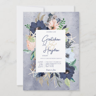 Rustikale Hochzeit am Strand von Floral Einladung