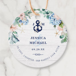 Rustikale Hochzeit am Strand von Wasserfarbe Geschenkanhänger
