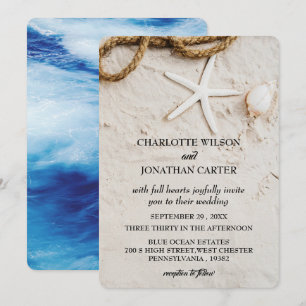 Rustikale Hochzeit am tropischen Küstenstrand von  Einladung