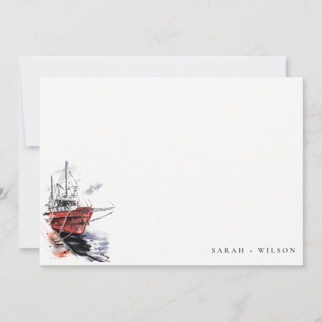 Rustikale Hochzeit auf dem Yacht Sailboat Wasserfa Mitteilungskarte (Vorderseite)