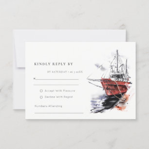 Rustikale Hochzeit auf dem Yacht Sailboat Wasserfa RSVP Karte