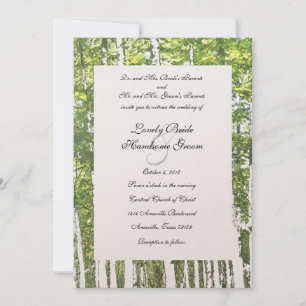 Rustikale Hochzeit aus Grün und Weiß Einladung