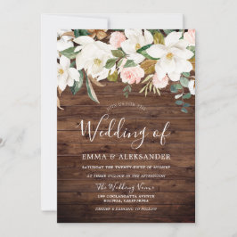 Rustikale Hochzeit aus Holz und Weiß Einladung