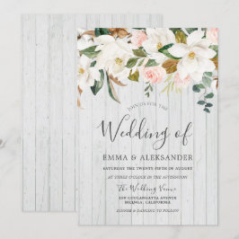 Rustikale Hochzeit aus weißem Holz und Weiß Einladung