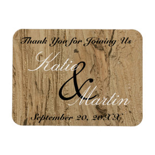 Rustikale Hochzeit Braune Holzmaserung Foto Danke Magnet