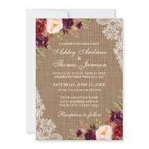Rustikale Hochzeit Burlap Burgundy Bloral Lace Ein