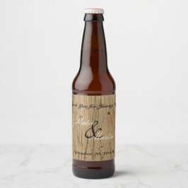 Rustikale Hochzeit danke Ihnen braune Holzkornnatu Bierflaschenetikett