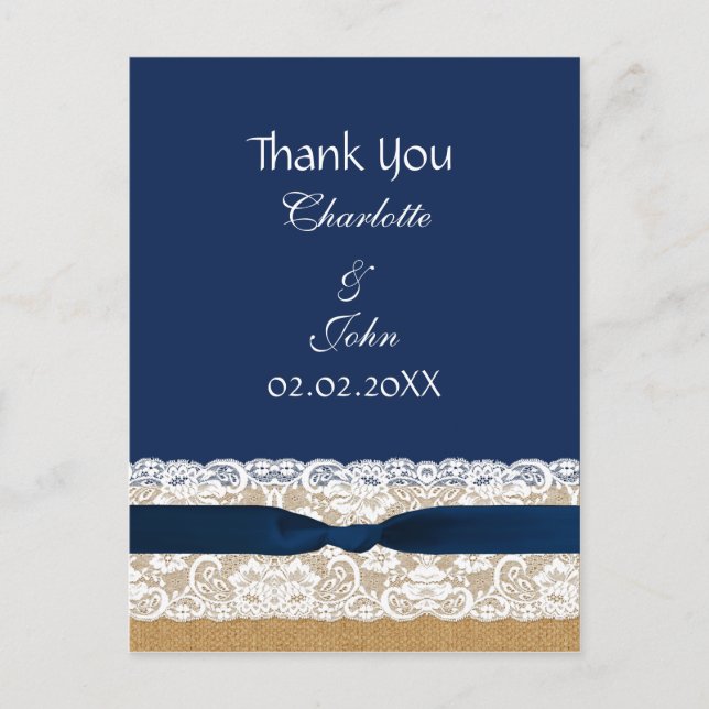 Rustikale Hochzeit Danke Postkarte (Vorderseite)