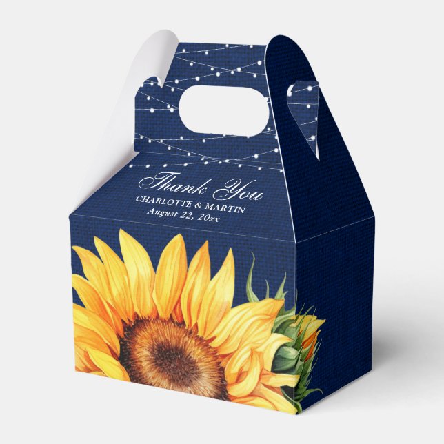 Rustikale Hochzeit der Blaublauen Burlap-Sonnenblu Geschenkschachtel (Vorderseite)