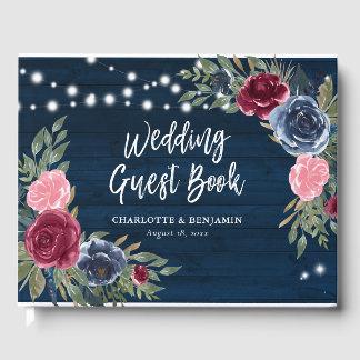 Rustikale Hochzeit der Blauen Burgundy Blush Gästebuch