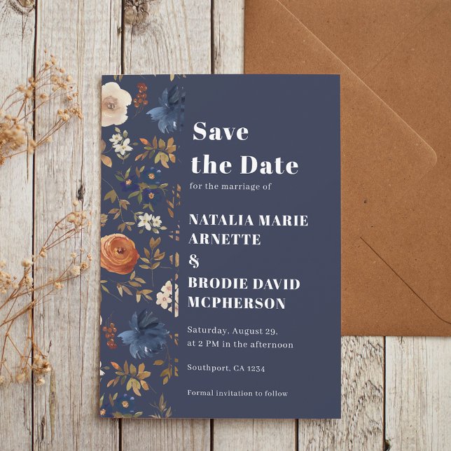 Rustikale Hochzeit der blauen Seenflora rettet das Save The Date (Von Creator hochgeladen)