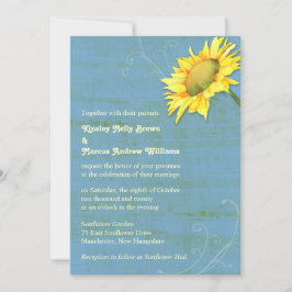 Rustikale Hochzeit der Blauen Sonnenblume Einladung