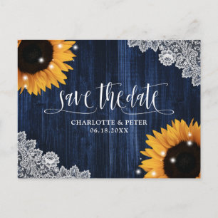 Rustikale Hochzeit der blauen Sonnenblumen der Mar Postkarte