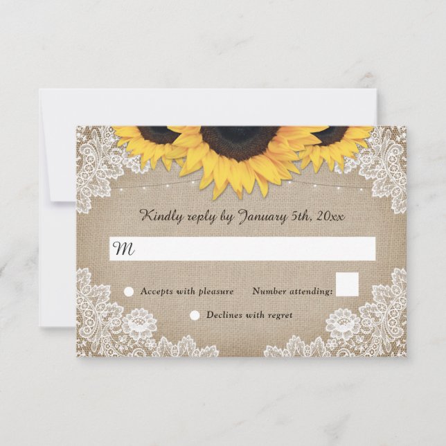 Rustikale Hochzeit der Blütenblume aus Holz RSVP Karte (Vorderseite)