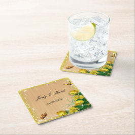 Rustikale Hochzeit der Blütenblume Rechteckiger Pappuntersetzer