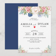 Rustikale Hochzeit der Navy Blush Pink Floral