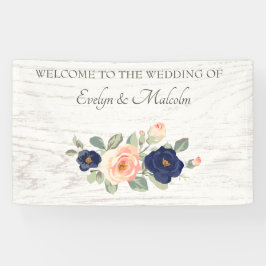 Rustikale Hochzeit der Navy in Blau und Peach Flor Banner