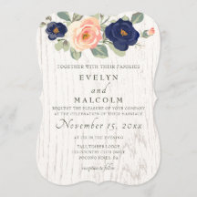 Rustikale Hochzeit der Navy in Blau und Peach Flor