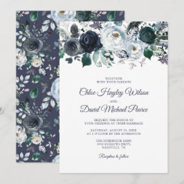 Rustikale Hochzeit der Navy mit blauem Wasser Einladung