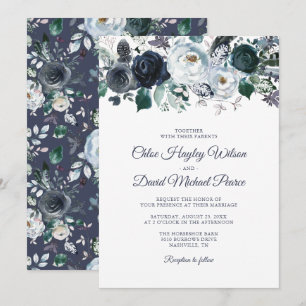 Rustikale Hochzeit der Navy mit blauem Wasser Einladung