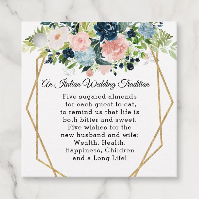 Rustikale Hochzeit der roten Blüte Gold Floral Geschenkanhänger (Vorderseite)