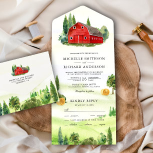 Rustikale Hochzeit der Rotkäppchen All In One Einladung