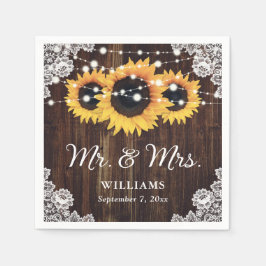 Rustikale Hochzeit der Sonnenblumen aus Holz Serviette