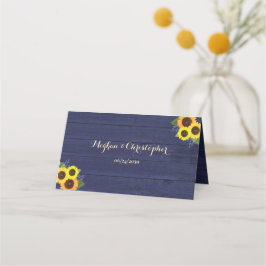 Rustikale Hochzeit der Sonnenblumenblume der Lande Platzkarte