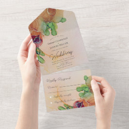Rustikale Hochzeit der Terracotta All In One Einladung