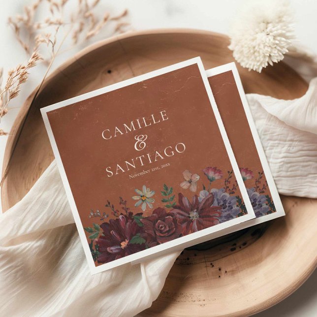 Rustikale Hochzeit der Terracotta Serviette (Terracotta Floral Fall Wedding Napkin)