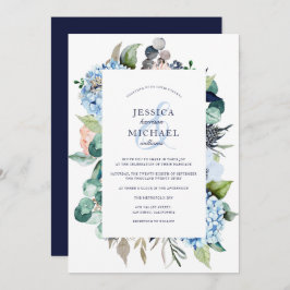 Rustikale Hochzeit der Wasserfarbe Hydrangea Marin Einladung