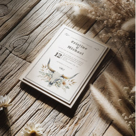 Rustikale Hochzeit des langgestreckten Schädels Einladung