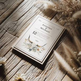 Rustikale Hochzeit des langgestreckten Schädels Einladung