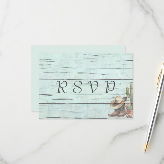 Rustikale Hochzeit des Westerns RSVP Karte (Vorderseite/Rückseite Beispiel)