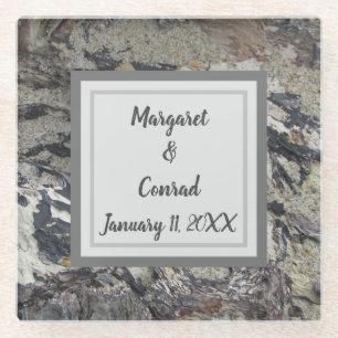 Rustikale Hochzeit Driftwood Black Gray Keepake Glasuntersetzer