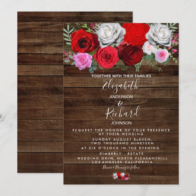 Rustikale Hochzeit Einladung (Vorne/Hinten)
