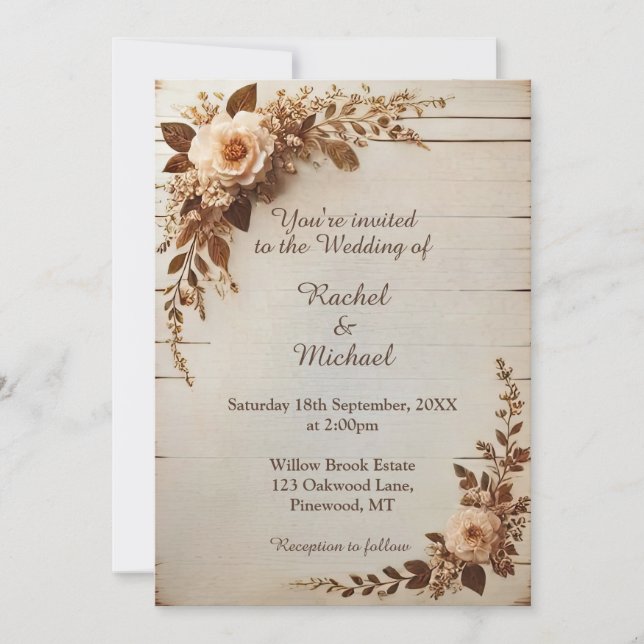 Rustikale Hochzeit Einladung (Vorderseite)