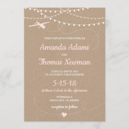 Rustikale Hochzeit Einladung mit Flugzeug und Lich