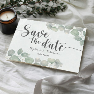 Rustikale Hochzeit Eukalyptus Grün SAVE THE DATE Postkarte