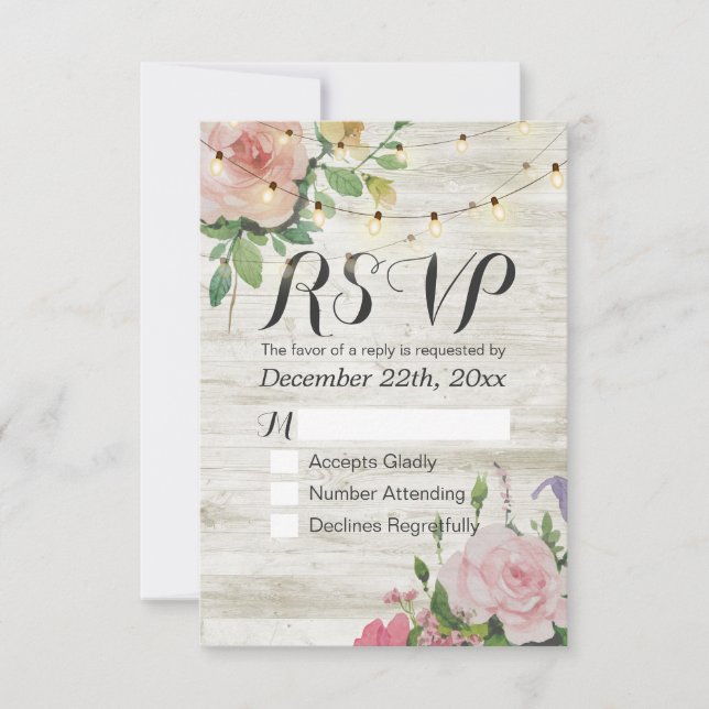 Rustikale Hochzeit floraler UAWG RSVP Karte (Vorderseite)