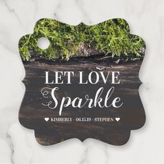 Rustikale Hochzeit Gelassen Liebe Sparkle abschick Geschenkanhänger (Vorderseite)