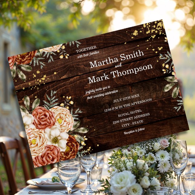 Rustikale Hochzeit Holz Blumen  Einladung (Von Creator hochgeladen)