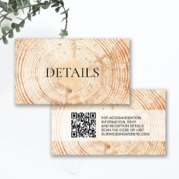 Rustikale Hochzeit Holzkorn Details QR-Code Vorlag Begleitkarte