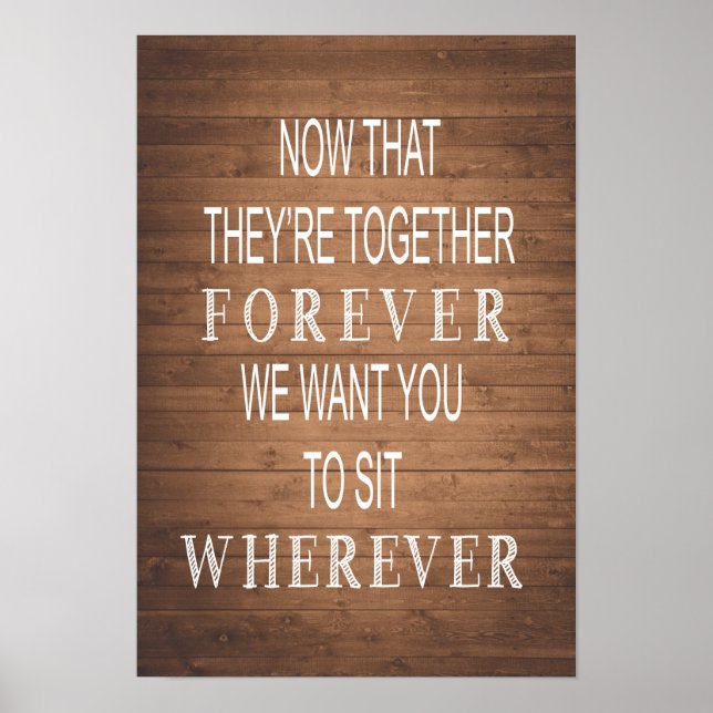 Rustikale Hochzeit | Holzzeichen | Ort Poster (Vorne)