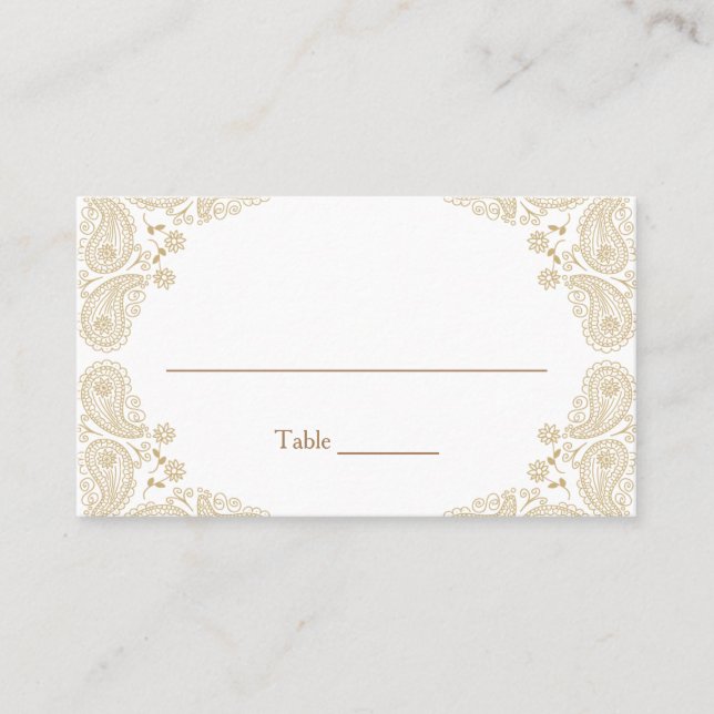 Rustikale Hochzeit I Paisley Table Assignment Card Platzkarte (Vorderseite)