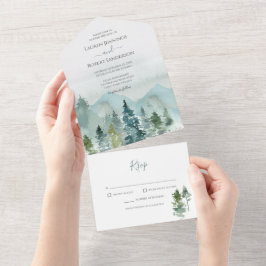 Rustikale Hochzeit im Bergwald All In One Einladung