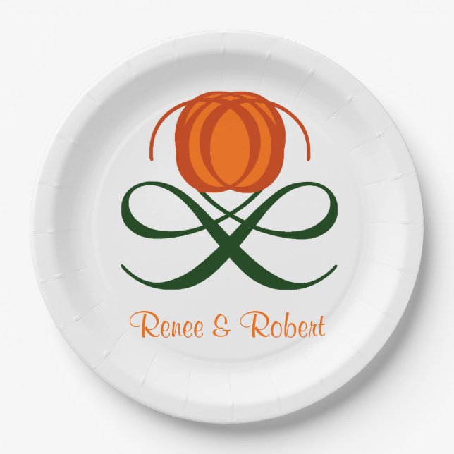Rustikale Hochzeit im Herbst Abstrakter Pumpkin Au Pappteller (Vorderseite)
