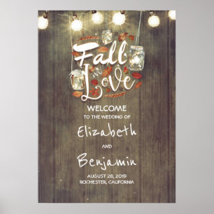 Rustikale Hochzeit im Herbst Begrüßungszeichen Poster
