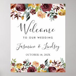 Rustikale Hochzeit im Herbst Burgund Poster